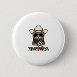 Patriotic Cowboy Cat Mewica Vintage Vector Design_ 6 Cm Round Badge