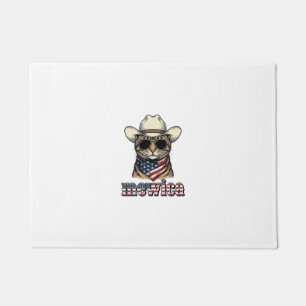 Patriotic Cowboy Cat Mewica Vintage Vector Design_ Doormat