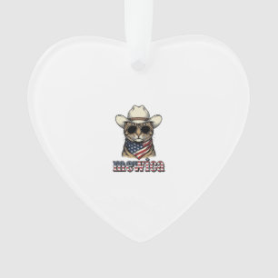 Patriotic Cowboy Cat Mewica Vintage Vector Design_ Ornament