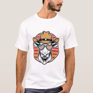 Patriotic Cowboy Cow Vintage Western Shirt Art