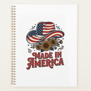 Patriotic Cowboy Hat Made in America Shirt Design_ Planner