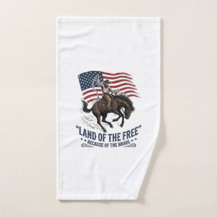 Patriotic Cowboy Land Of The Free Western Shirt De Hand Towel