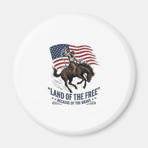 Patriotic Cowboy Land Of The Free Western Shirt De Magnet