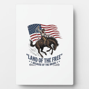 Patriotic Cowboy Land Of The Free Western Shirt De Plaque
