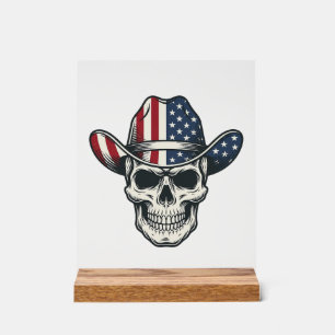 Patriotic Cowboy Skull Vintage Engraving Shirt_1 Acrylic Sign