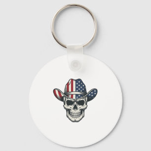 Patriotic Cowboy Skull Vintage Engraving Shirt_1 Key Ring