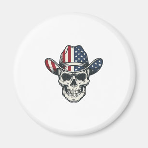 Patriotic Cowboy Skull Vintage Engraving Shirt_1 Magnet