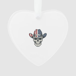 Patriotic Cowboy Skull Vintage Engraving Shirt_1 Ornament