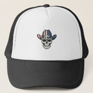 Patriotic Cowboy Skull Vintage Engraving Shirt_1 Trucker Hat