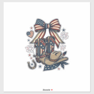 Patriotic Cowgirl Boots and Bow Western Shirt Desi