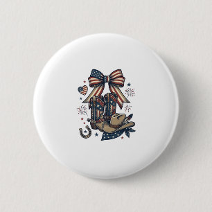 Patriotic Cowgirl Boots and Bow Western Shirt Desi 6 Cm Round Badge