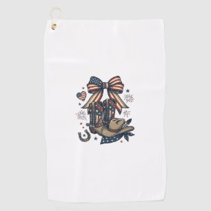 Patriotic Cowgirl Boots and Bow Western Shirt Desi Golf Towel