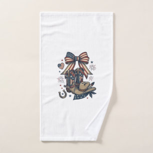 Patriotic Cowgirl Boots and Bow Western Shirt Desi Hand Towel