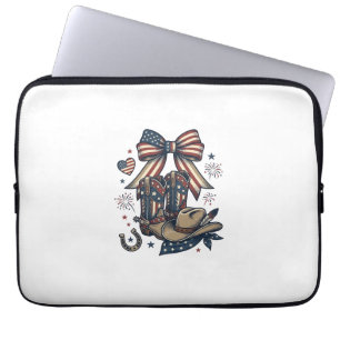 Patriotic Cowgirl Boots and Bow Western Shirt Desi Laptop Sleeve