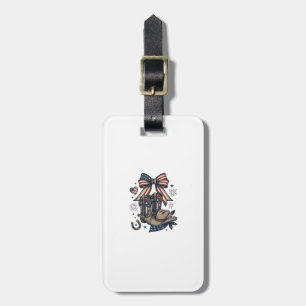 Patriotic Cowgirl Boots and Bow Western Shirt Desi Luggage Tag