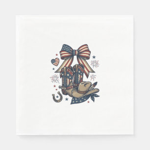 Patriotic Cowgirl Boots and Bow Western Shirt Desi Napkin