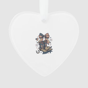 Patriotic Cowgirl Boots and Bow Western Shirt Desi Ornament