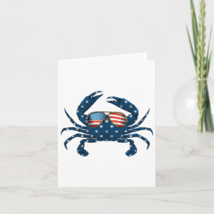 Patriotic Crab - 4th Of July Usa Crustacean Seafoo Card