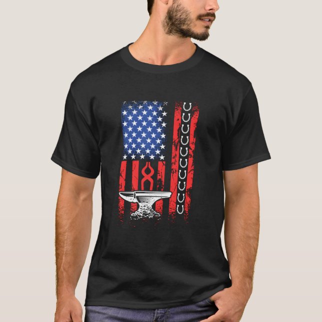 Patriotic Crafts 4Th Of July American Flag Farrier T-Shirt (Front)