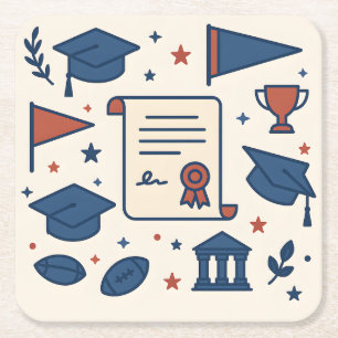 Patriotic Cream College Symbol Coaster Set