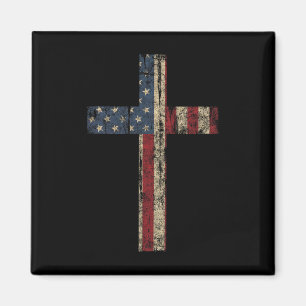 Patriotic Cross - American Flag Faith Us Independe Magnet