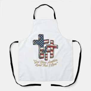 Patriotic Cross God Bless America Shirt Design_1 Apron