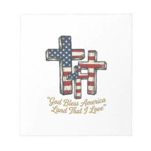 Patriotic Cross God Bless America Shirt Design_1 Notepad