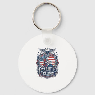 Patriotic Cross Stitcher Vector Graphic Tee_1 Key Ring