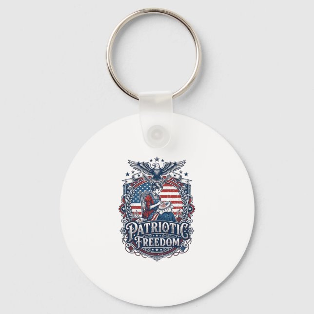 Patriotic Cross Stitcher Vector Graphic Tee_1 Key Ring (Front)