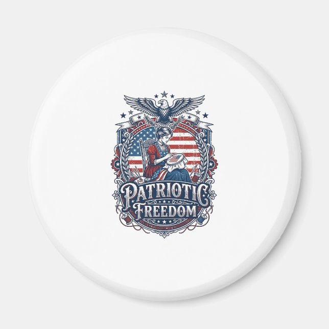 Patriotic Cross Stitcher Vector Graphic Tee_1 Magnet (Front)