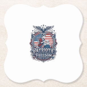 Patriotic Cross Stitcher Vector Graphic Tee_1 Paper Coaster