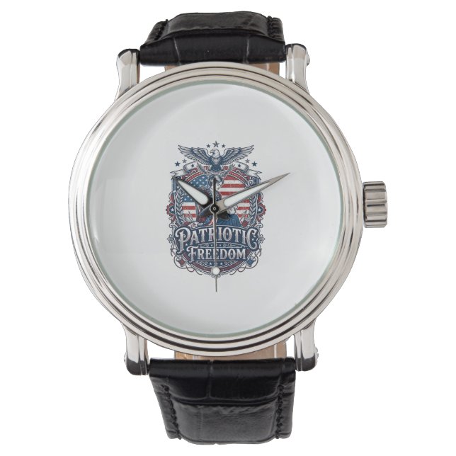 Patriotic Cross Stitcher Vector Graphic Tee_1 Watch (Front)
