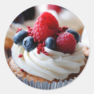 Patriotic Cupcake Classic Round Sticker