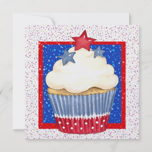 Patriotic Cupcake Invitation (Front)