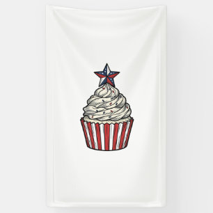 Patriotic Cupcake Vintage Engraving Fourth of July Banner