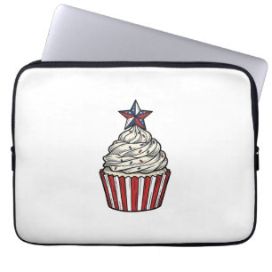 Patriotic Cupcake Vintage Engraving Fourth of July Laptop Sleeve