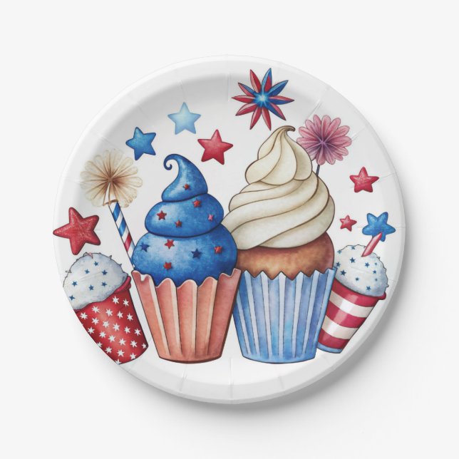 Patriotic cupcakes paper plate (Front)