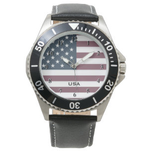 Patriotic custom men's watch with American flag