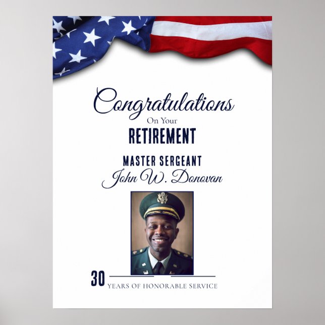 Patriotic Custom Military Retirement Poster (Front)