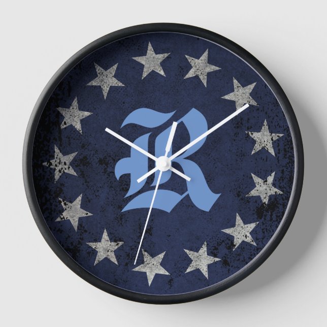 Patriotic Custom Monogram Betsy Ross American Flag Clock (Front)