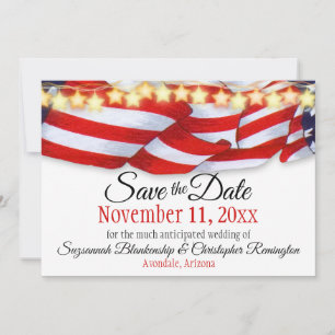 Patriotic Custom Wedding Save The Date QR Code Announcement