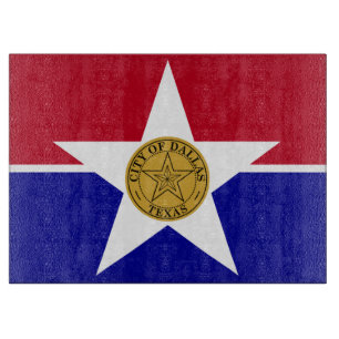 Patriotic cutting board with Flag of Dallas