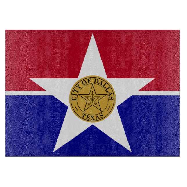 Patriotic cutting board with Flag of Dallas (Front)