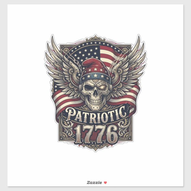 Patriotic Cyber Liberty Skull Cyberpunk Future Fre (Sheet)