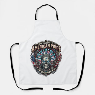 Patriotic Cyber Liberty Skull Cyberpunk Future Fre Apron