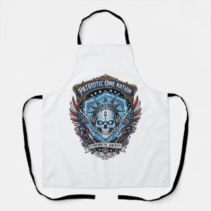 Patriotic Cyber Liberty Skull Cyberpunk Future Fre Apron
