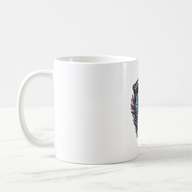 Patriotic Cyber Liberty Skull Cyberpunk Future Fre Coffee Mug (Left)