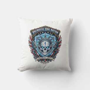 Patriotic Cyber Liberty Skull Cyberpunk Future Fre Cushion