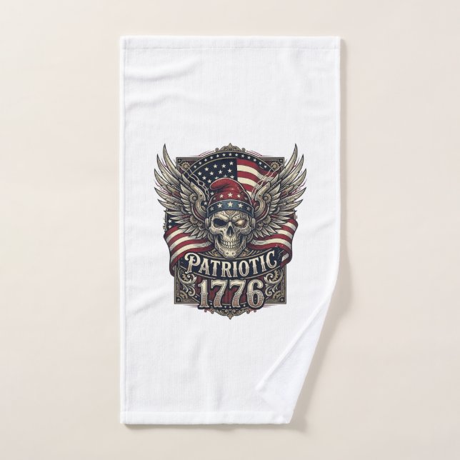 Patriotic Cyber Liberty Skull Cyberpunk Future Fre Hand Towel (Hand Towel)