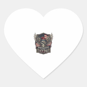 Patriotic Cyber Liberty Skull Cyberpunk Future Fre Heart Sticker